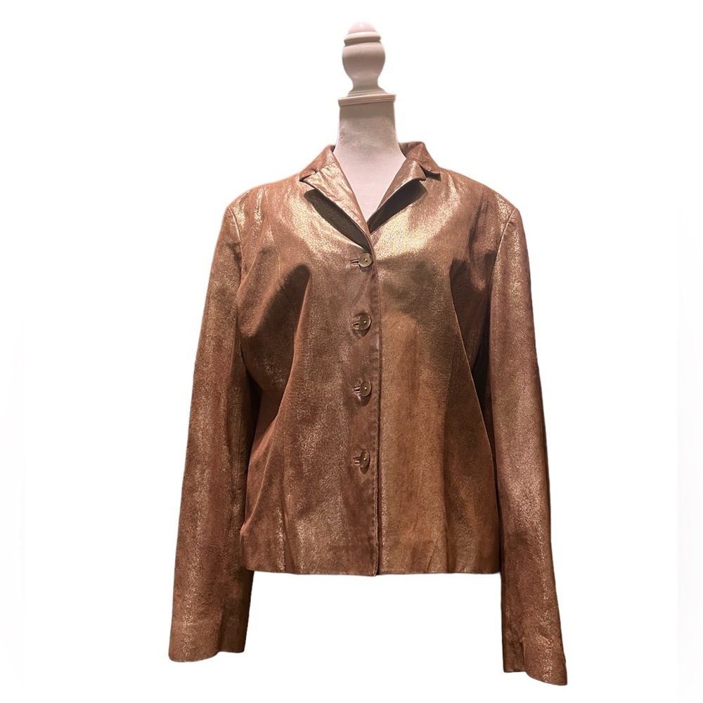 Express Gold/Bronze Metallic Leather Blazer